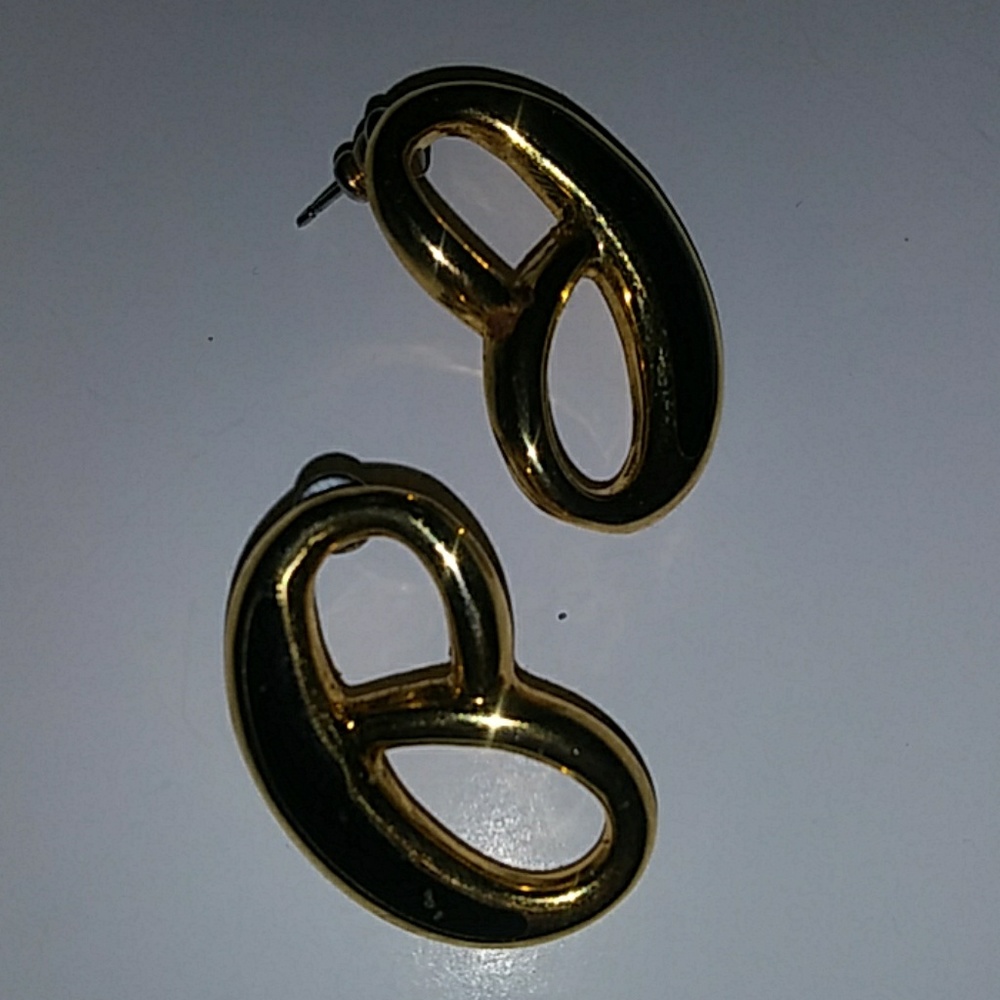 CUSTOM PIERCED GOLD AND BLACK EARRINGS